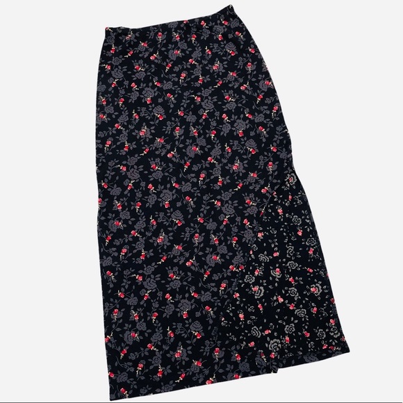 Vintage 90s Wrapper Fairygoth Rose Print Maxi Skirt - Picture 3 of 7